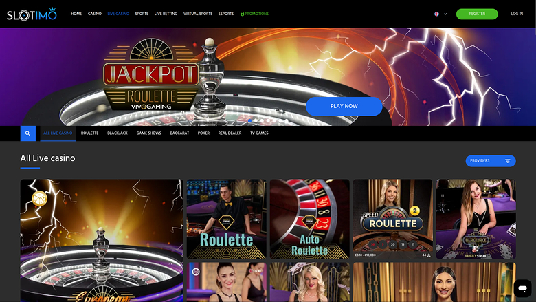 Slotimo Casino — Live dealer lobby
