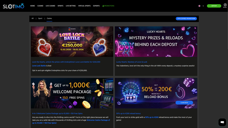 Slotimo Casino — Promotions page