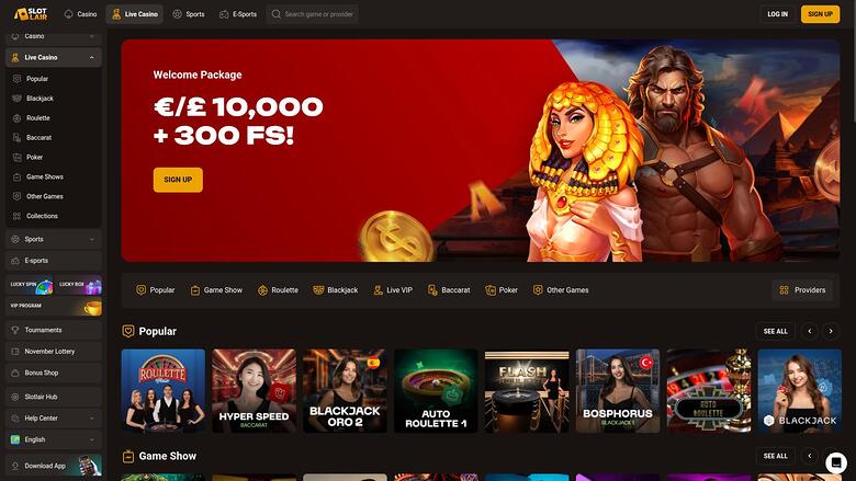 SlotLair Casino — Live dealer lobby