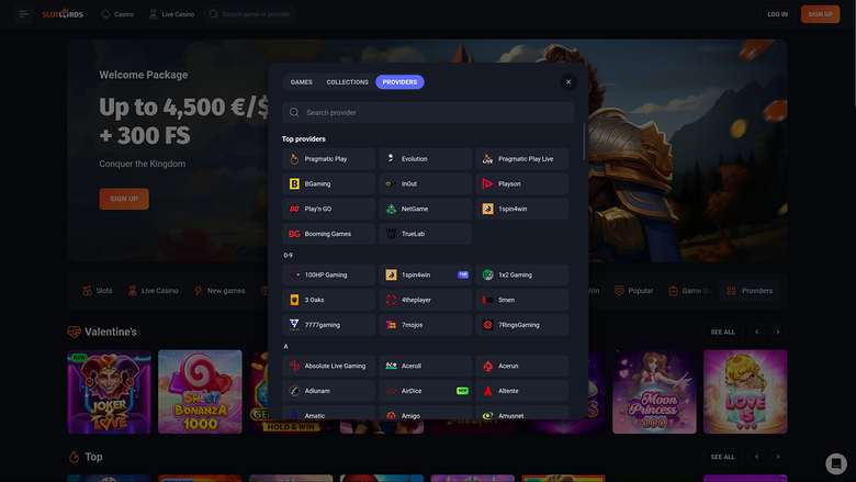 SlotLords Casino — Games by studio