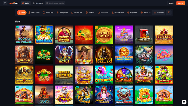SlotLords Casino — Games lobby