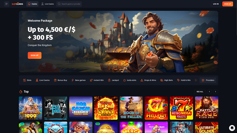 SlotLords Casino — Homepage