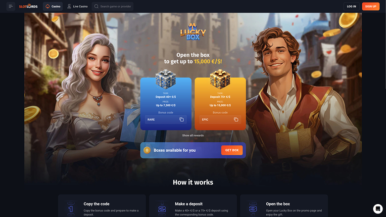 SlotLords Casino — Lucky box