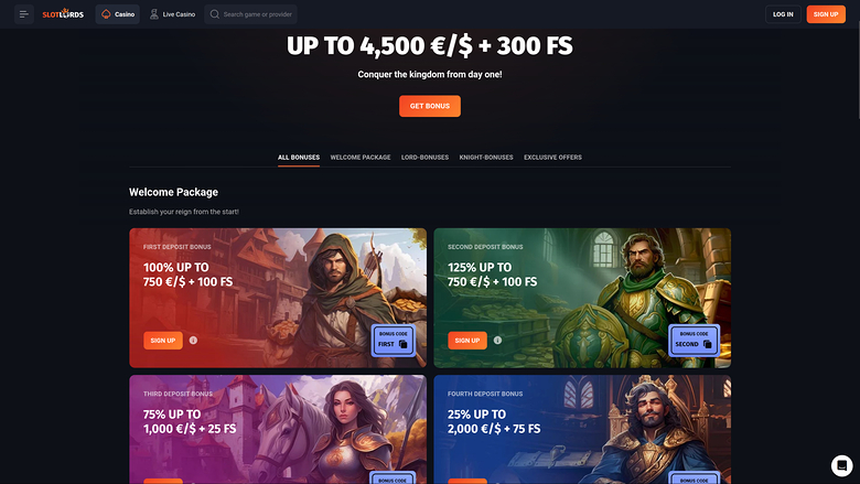 SlotLords Casino — Promotions page