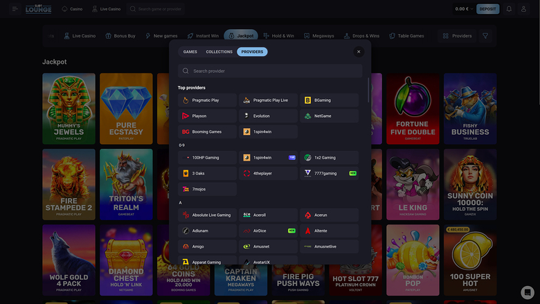SlotLounge Casino — Games by studio