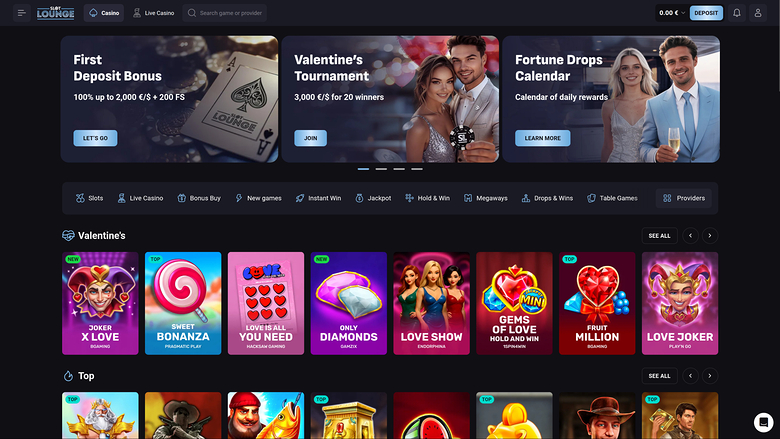 SlotLounge Casino — Homepage