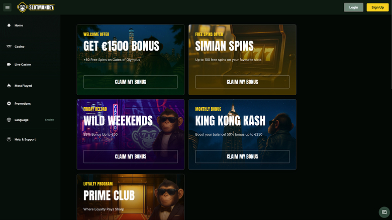 SlotMonkey Casino — Promotions page