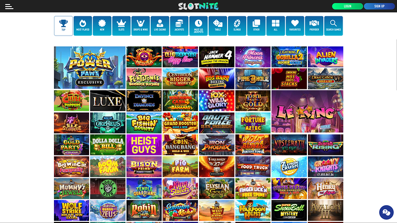 Slotnite Casino — Games lobby