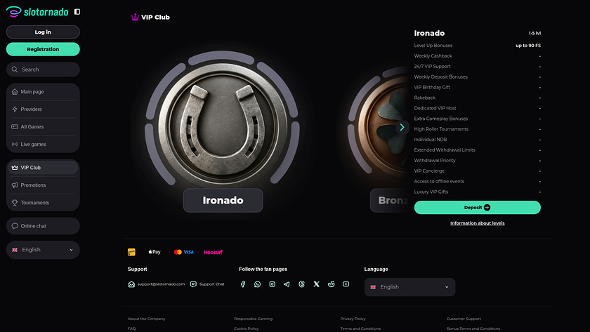 Slotornado Casino — VIP section