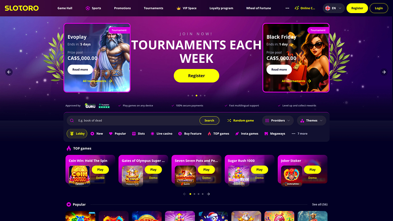 Slotoro Casino — Homepage