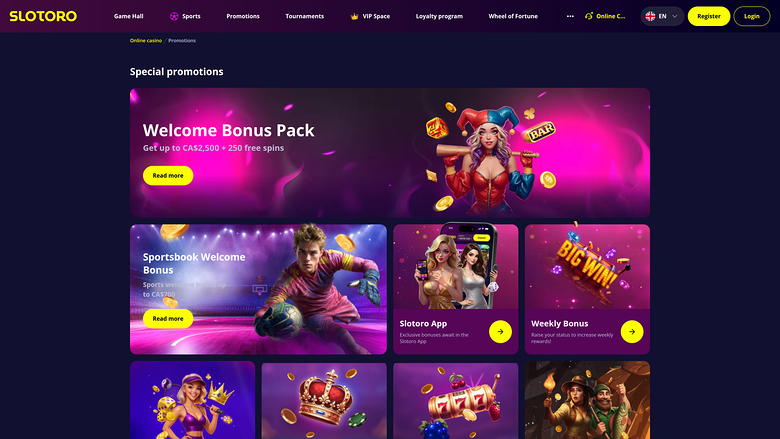Slotoro Casino — Promotions page