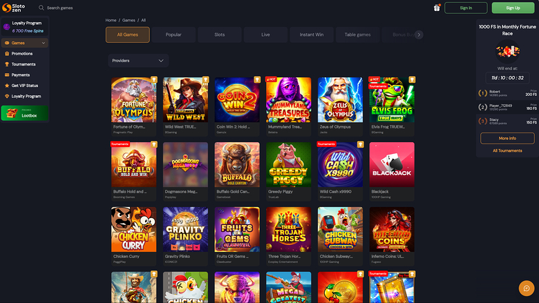 Slotozen Casino — Games lobby