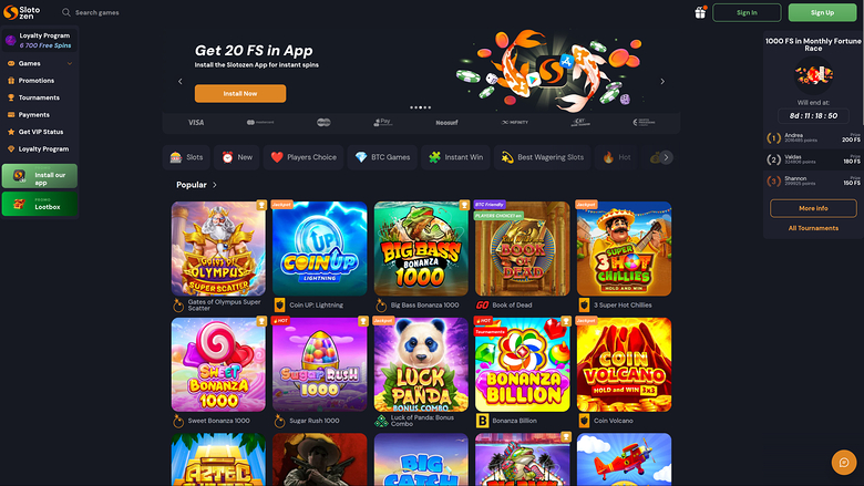 Slotozen Casino — Homepage