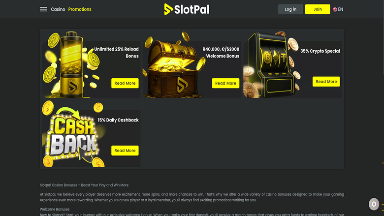 SlotPal Casino — Promotions page