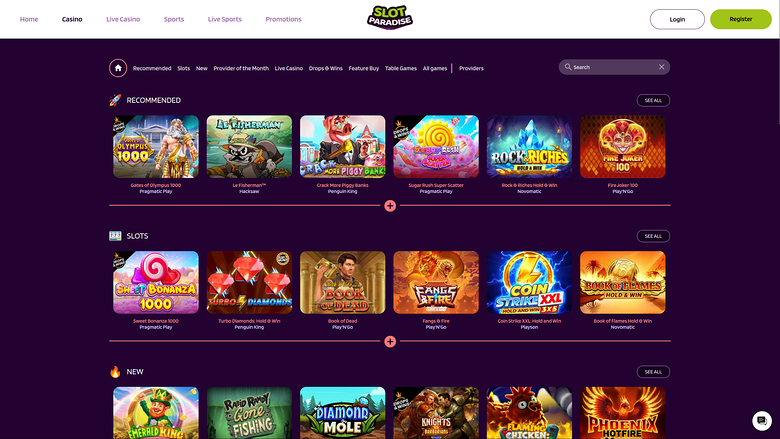 SlotParadise Casino — Games lobby
