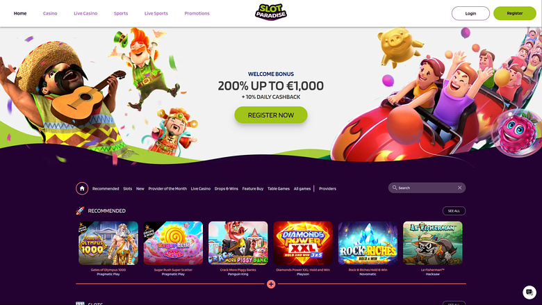 SlotParadise Casino — Homepage
