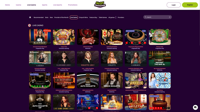 SlotParadise Casino — Live dealer lobby