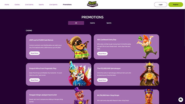 SlotParadise Casino — Promotions page