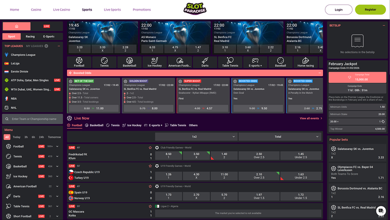 SlotParadise Casino — Sportsbook