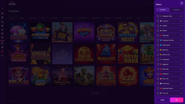 SlotRush Casino — Games by studio