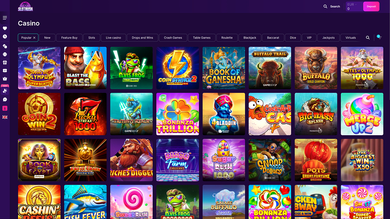 SlotRush Casino — Games lobby