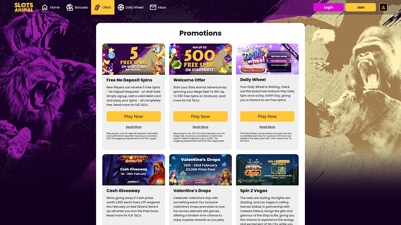 Slots Animal — Promotions page