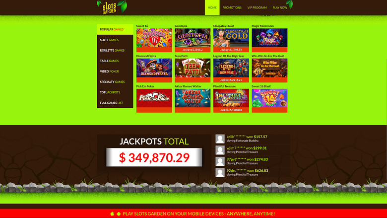 Slots Garden — Games lobby
