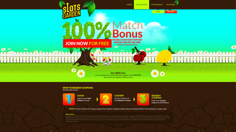Slots Garden — Promotions page