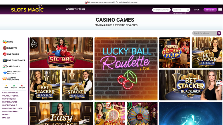 Slots Magic Casino — Live dealer lobby