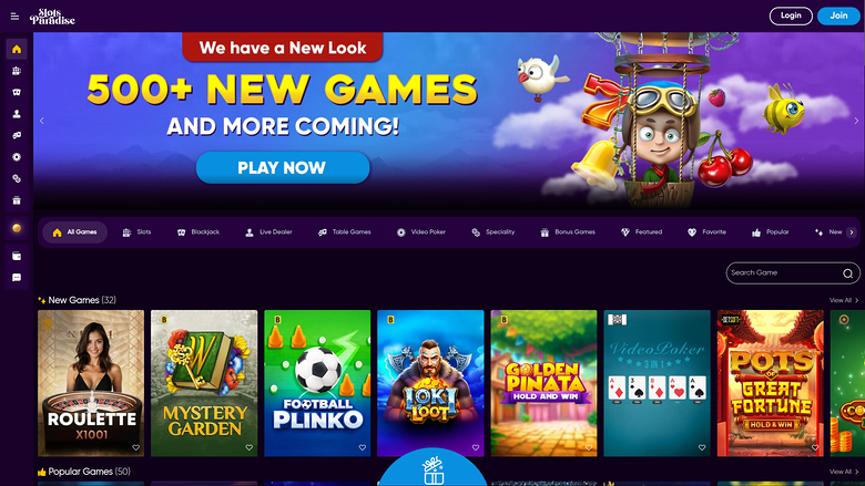 Slots Paradise Casino — Homepage