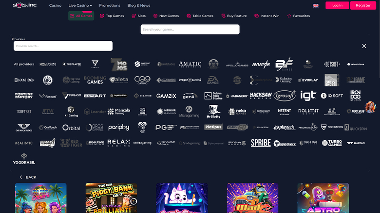 Slots.inc Casino — Games by studio