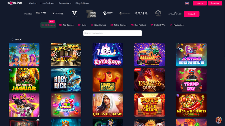 Slots.inc Casino — Games lobby