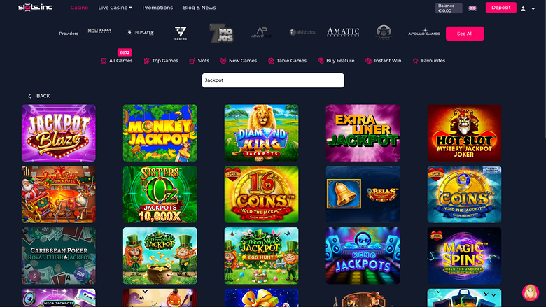 Slots.inc Casino — Jackpot games