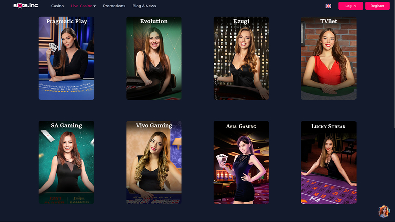 Slots.inc Casino — Live dealer lobby