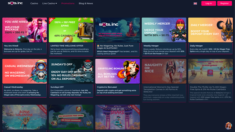 Slots.inc Casino — Promotions page