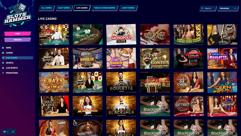 SlotsHammer Casino — Live dealer lobby