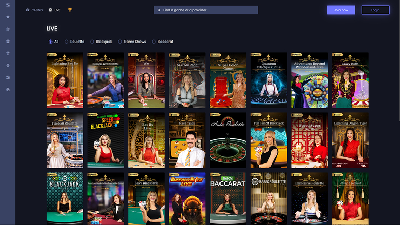 SlotSite.com Casino — Live dealer lobby