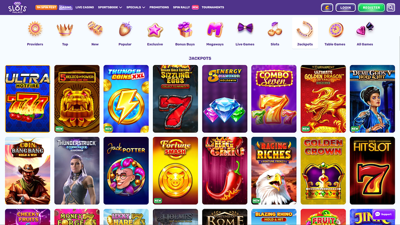 SlotsPalace Casino — Jackpot games