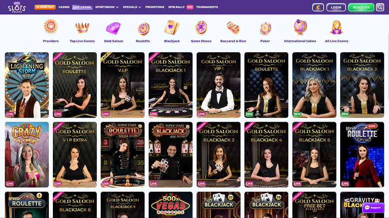 SlotsPalace Casino — Live dealer lobby