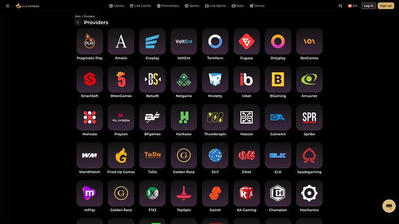 SlotStake Casino — Games by studio