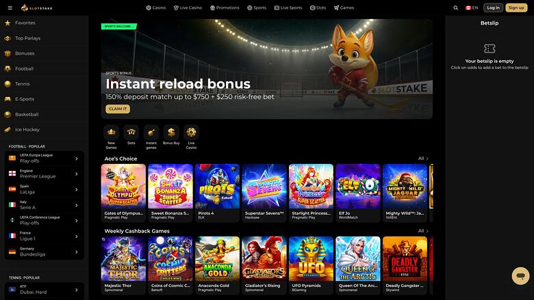 SlotStake Casino — Homepage