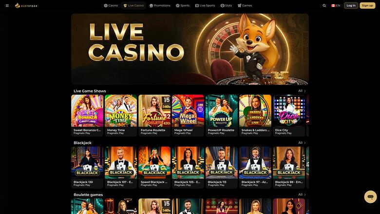 SlotStake Casino — Live dealer lobby
