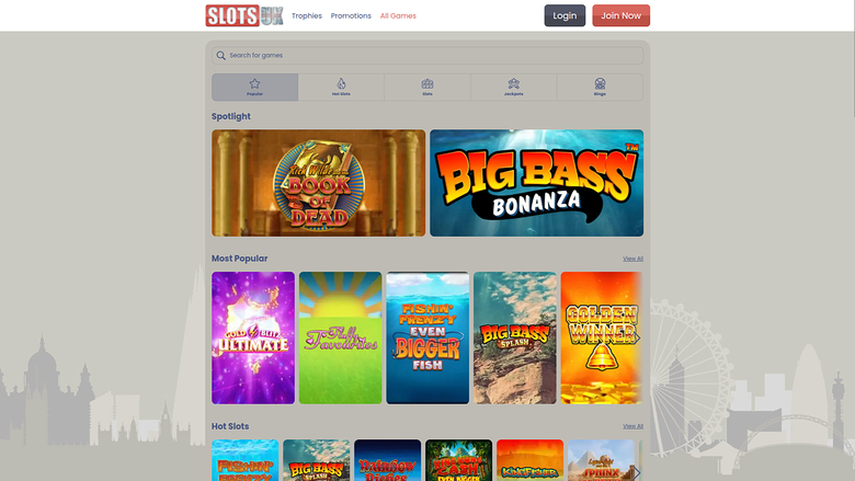 SlotsUK Casino — Games lobby