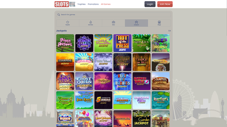 SlotsUK Casino — Jackpot games