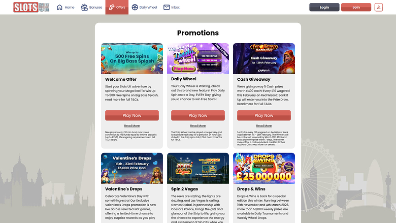 SlotsUK Casino — Promotions page