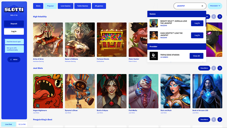 Slotti Casino — Jackpot games