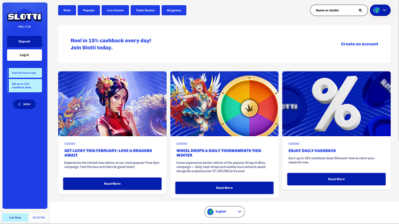 Slotti Casino — Promotions page