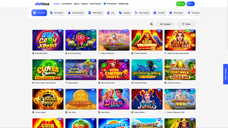 Slottica Casino — Games lobby