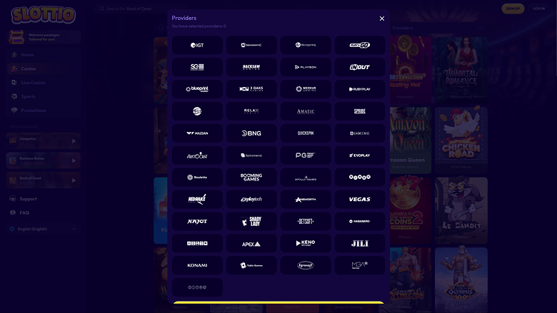 Slottio Casino — Games by studio