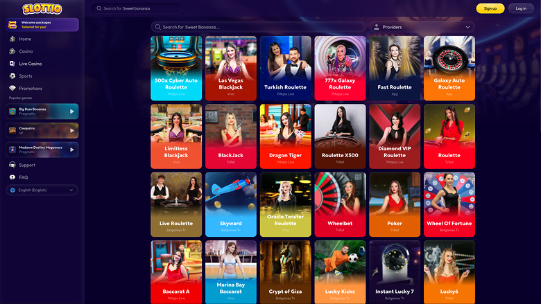 Slottio Casino — Live dealer lobby